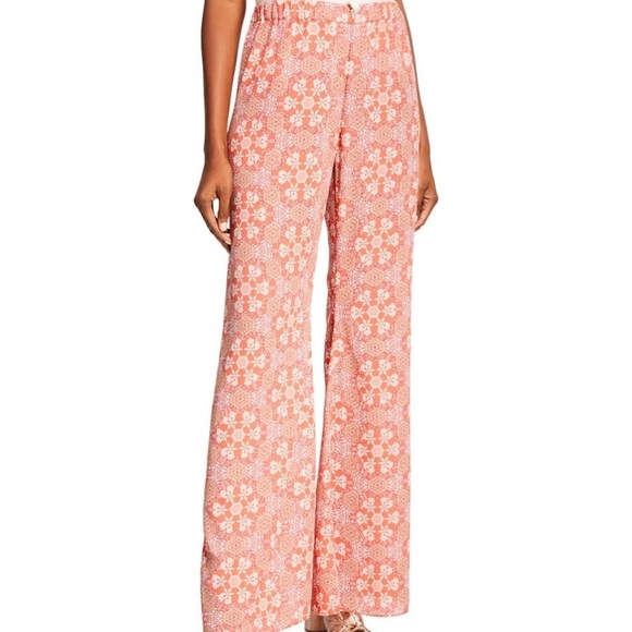 Alexis Orange Aggie Mosaic Paisley Print Flare Drawstring Pull-On Pants - Picture 1 of 7